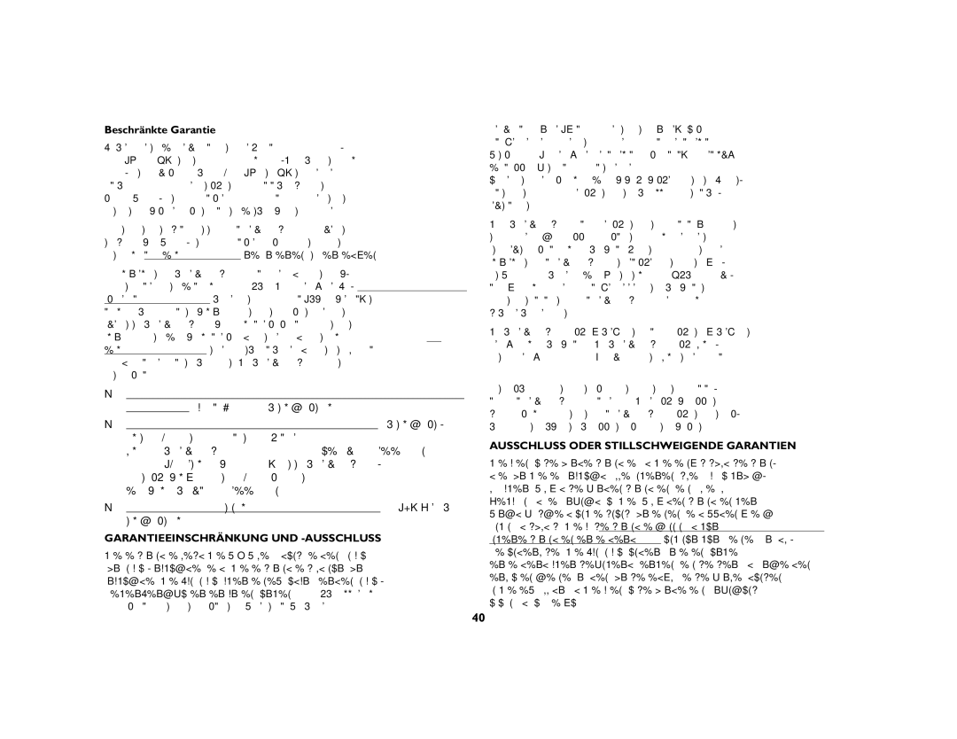 Jabra 7200 manual Beschränkte Garantie, ‡ %HVFKUlQNWH*DUDQWLHSHULRGHIU/DPSHQSURGXNWH$EGHP.DXIGD 