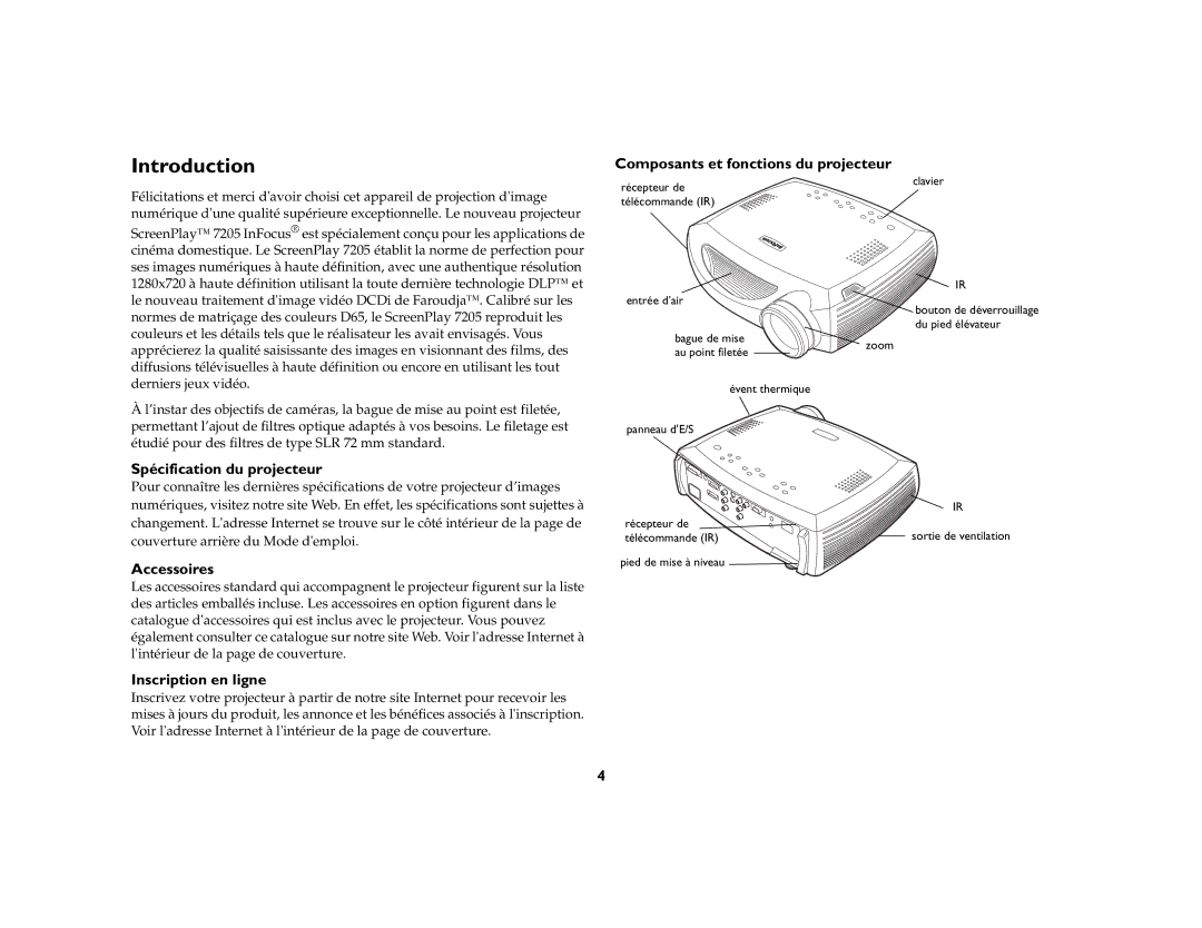 Jabra 7205 manual Introduction, Accessoires, Inscription en ligne 