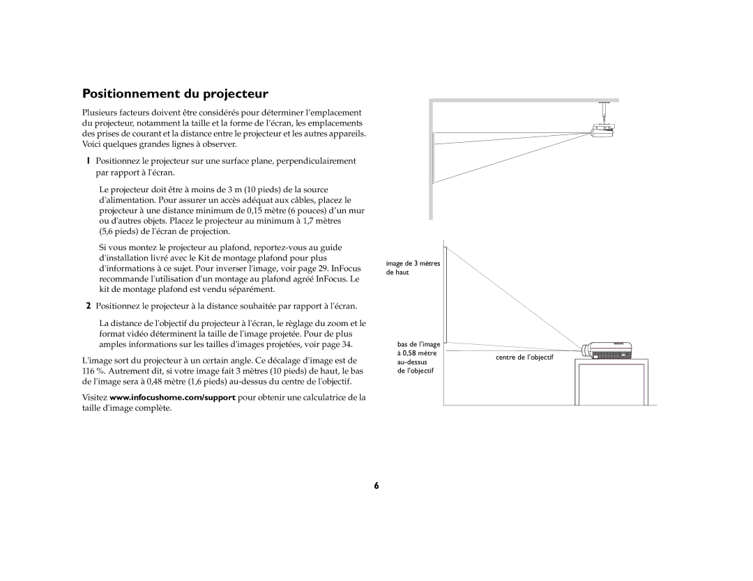 Jabra 7205 manual Positionnement du projecteur 