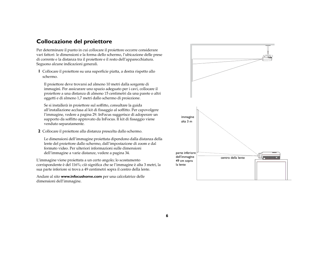 Jabra 7210 manual Collocazione del proiettore 