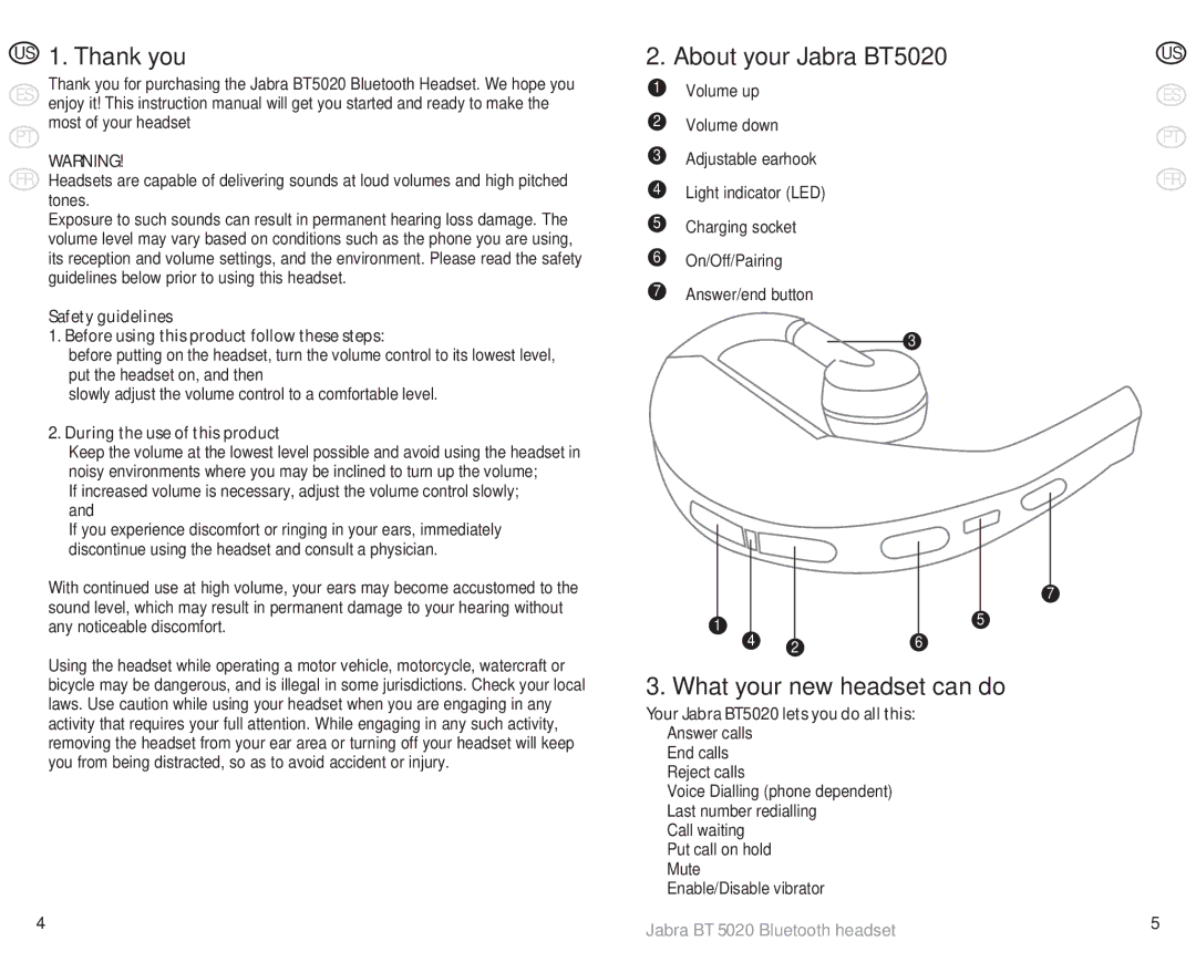 Jabra 81-00491 user manual Thank you, What your new headset can do, During the use of this product 