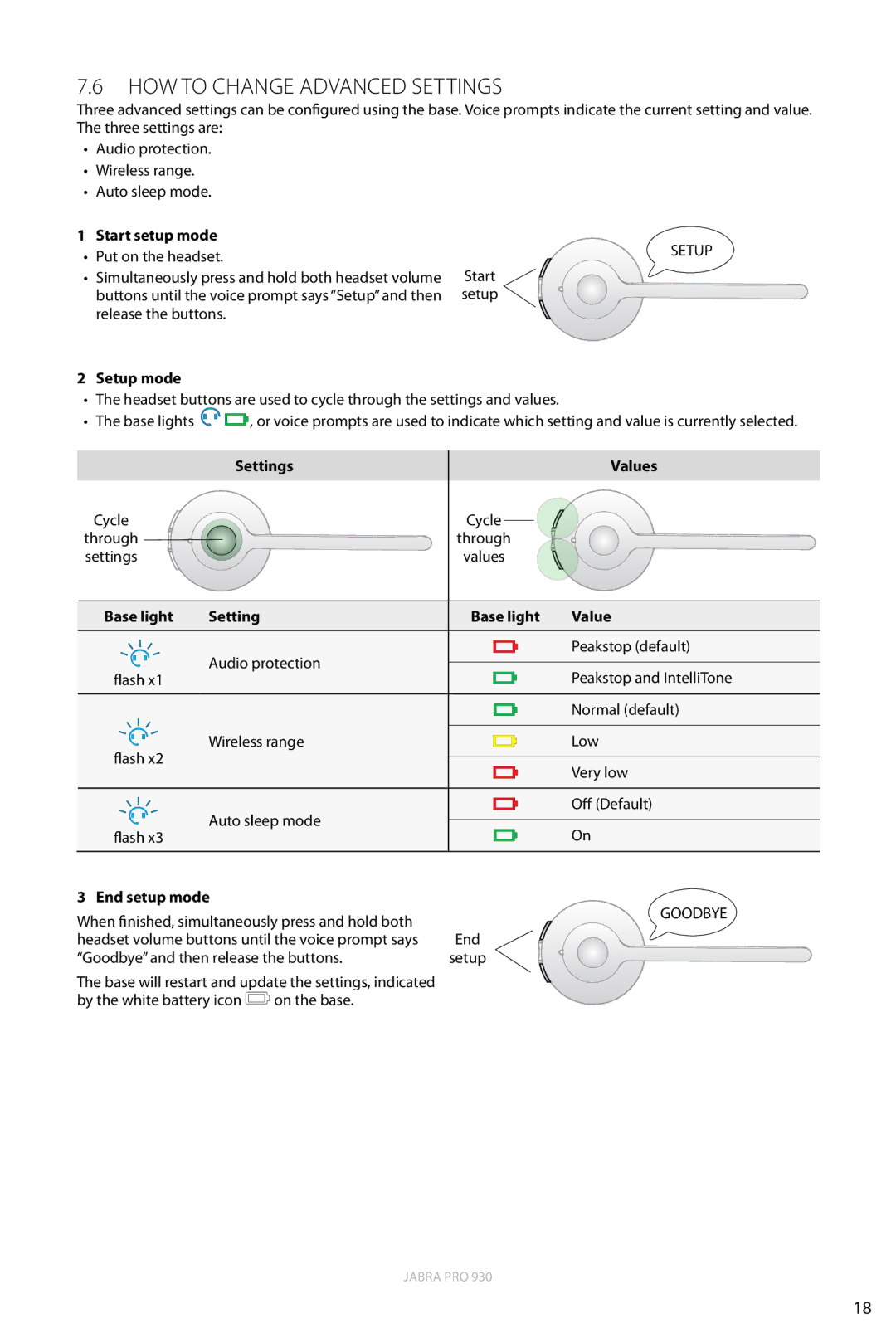 Jabra 930 user manual How to Change Advanced settings 