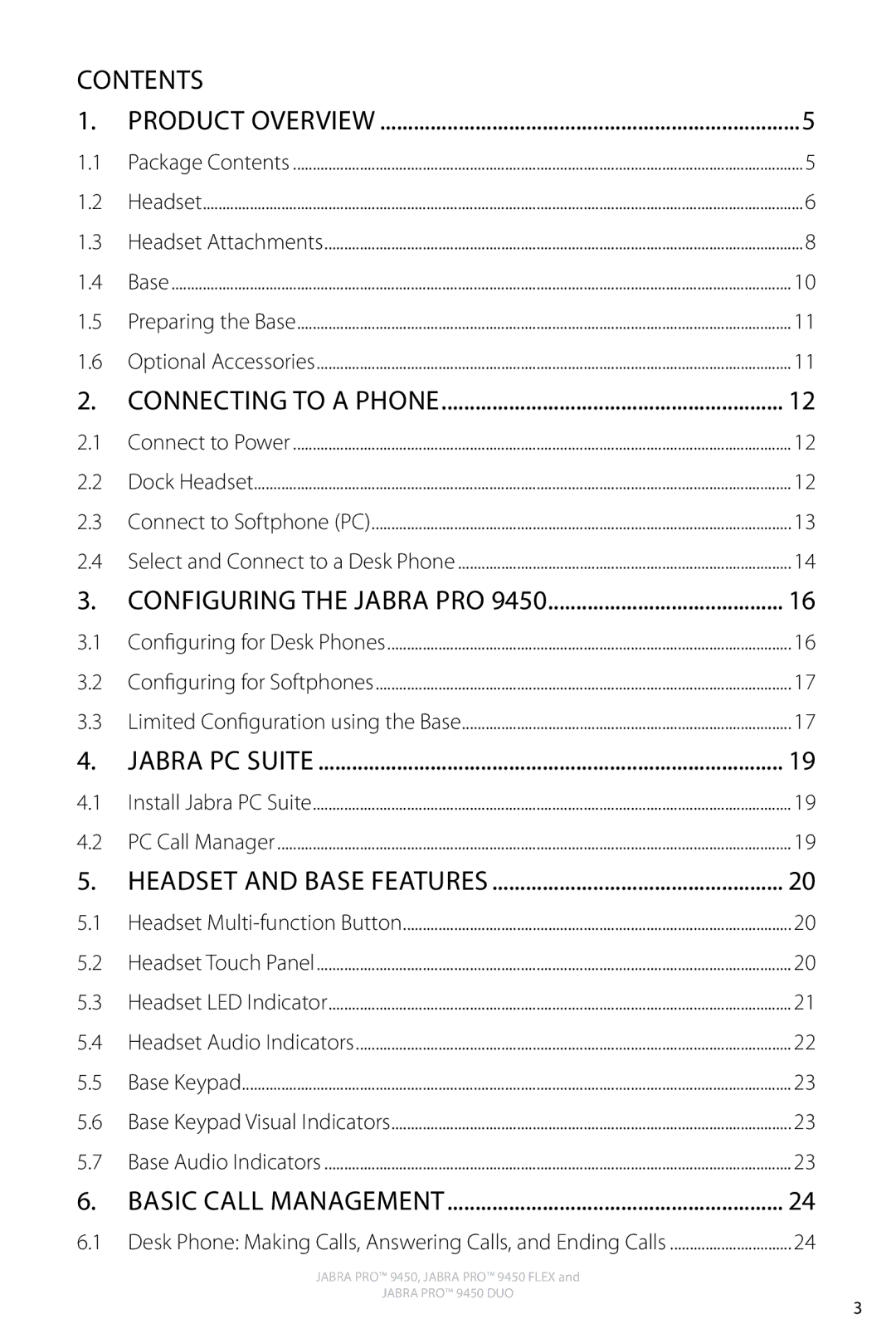 Jabra 9450 user manual Contents 