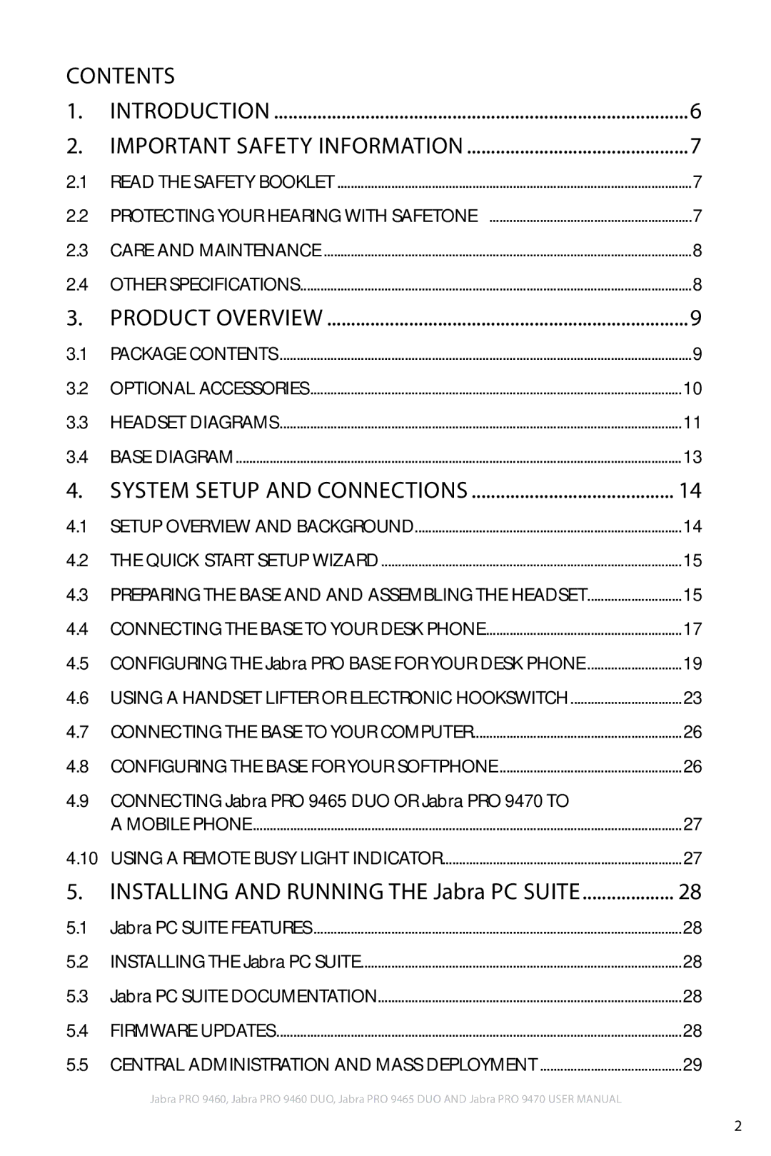 Jabra 9460 user manual Important Safety Information, Connecting Jabra PRO 9465 Duo or Jabra PRO 9470 To 