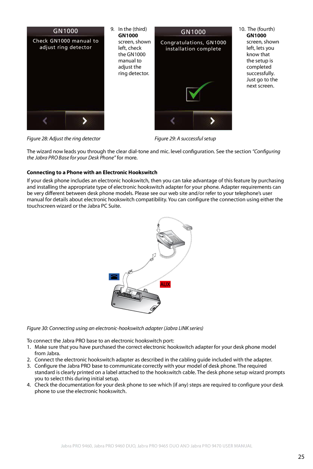 Jabra 9460 user manual Installation complete, Connecting to a Phone with an Electronic Hookswitch 