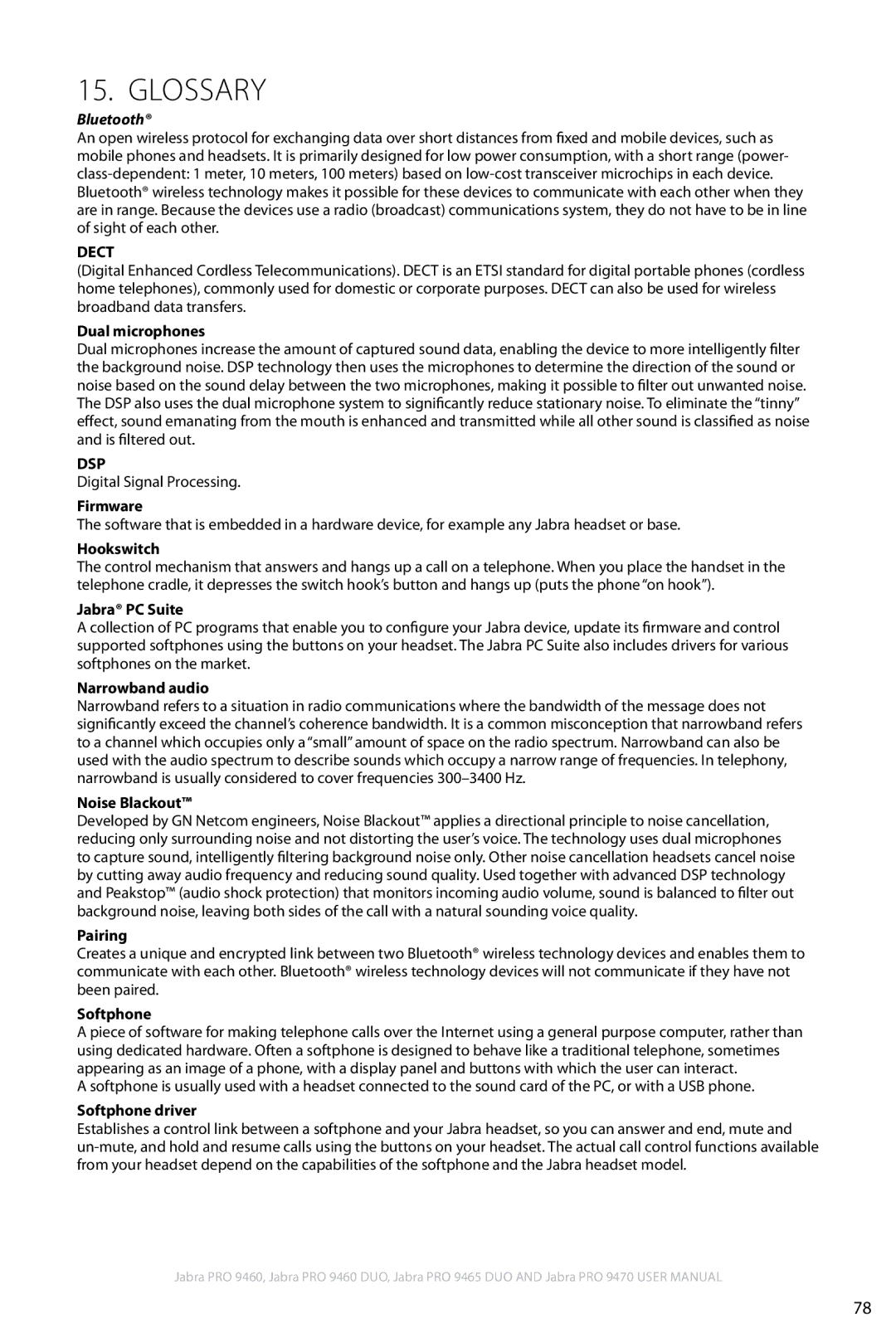 Jabra 9460 user manual GlOSSARY 