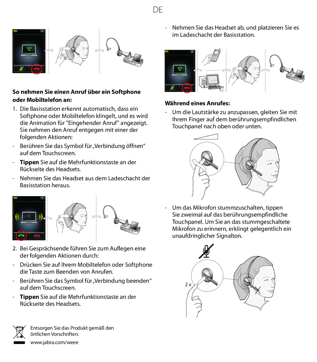 Jabra 9470 quick start Während eines Anrufes 