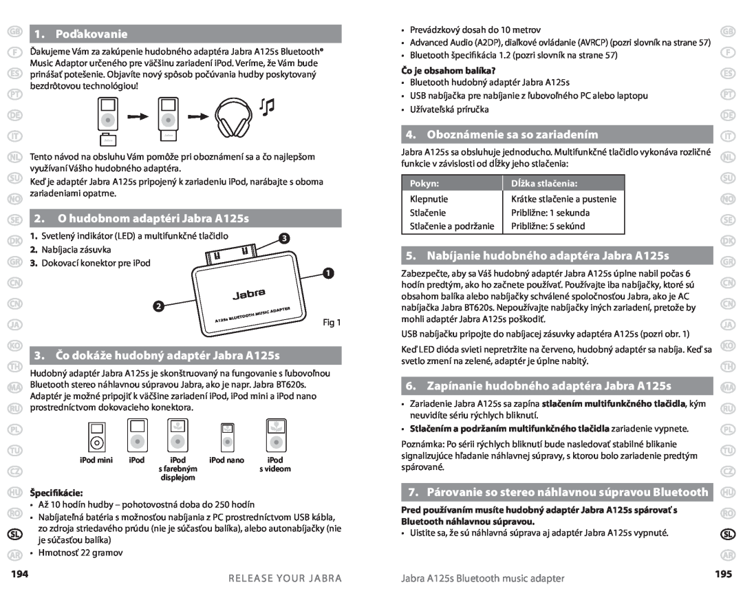 Jabra 1. Poďakovanie, O hudobnom adaptéri Jabra A125s, 3. Čo dokáže hudobný adaptér Jabra A125s, Release Your Jabra 