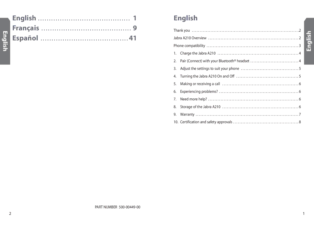 Jabra A210 user manual English 