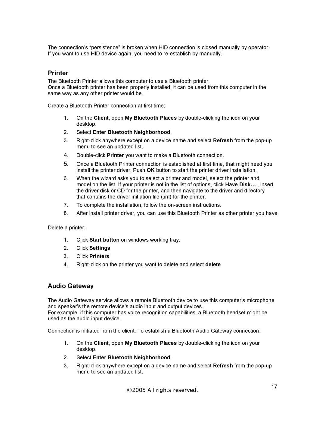 Jabra A320s user manual Audio Gateway, Click Settings Click Printers 