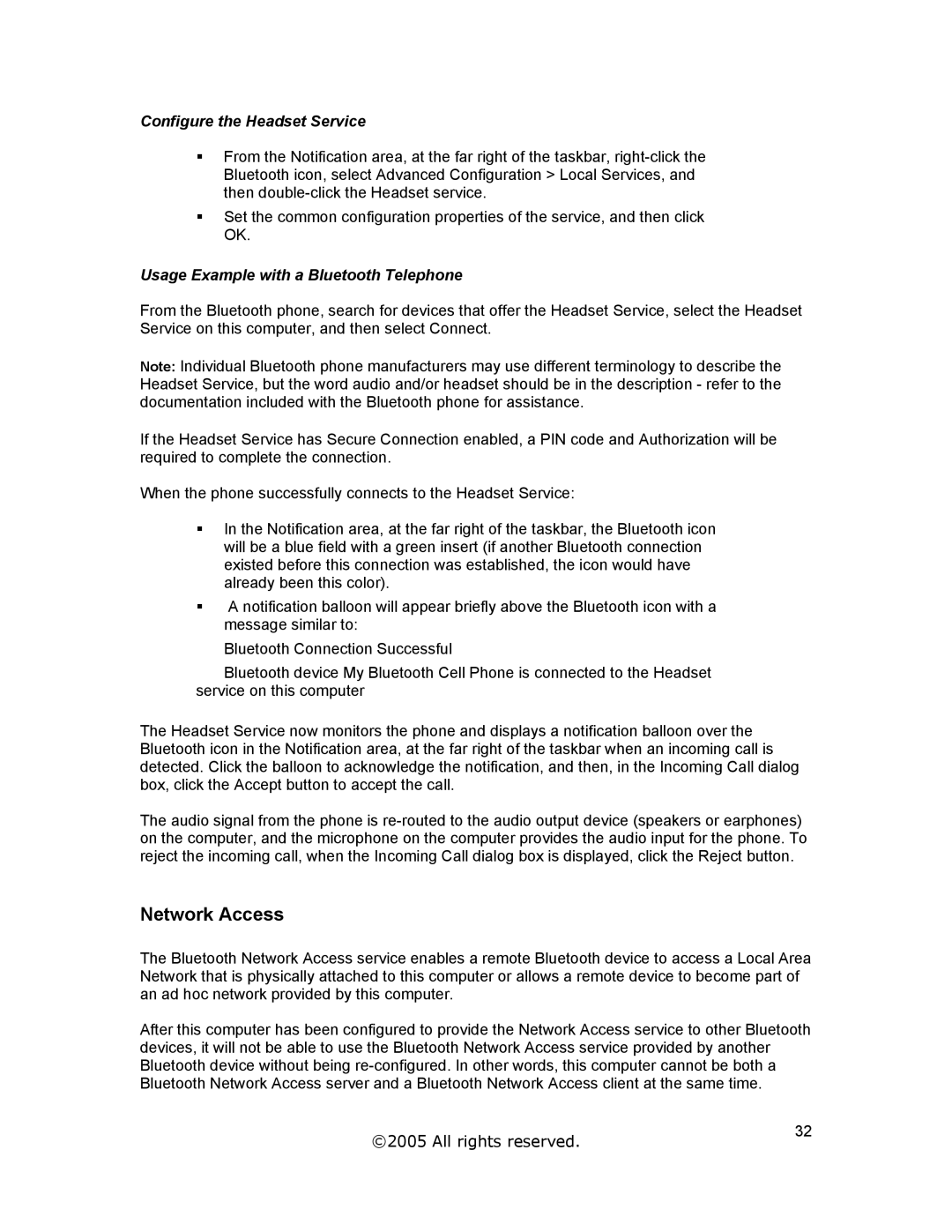 Jabra A320s user manual Configure the Headset Service, Usage Example with a Bluetooth Telephone 