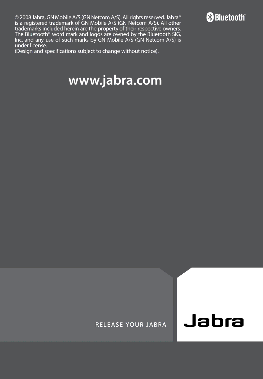 Jabra A335w user manual Design and specifications subject to change without notice 