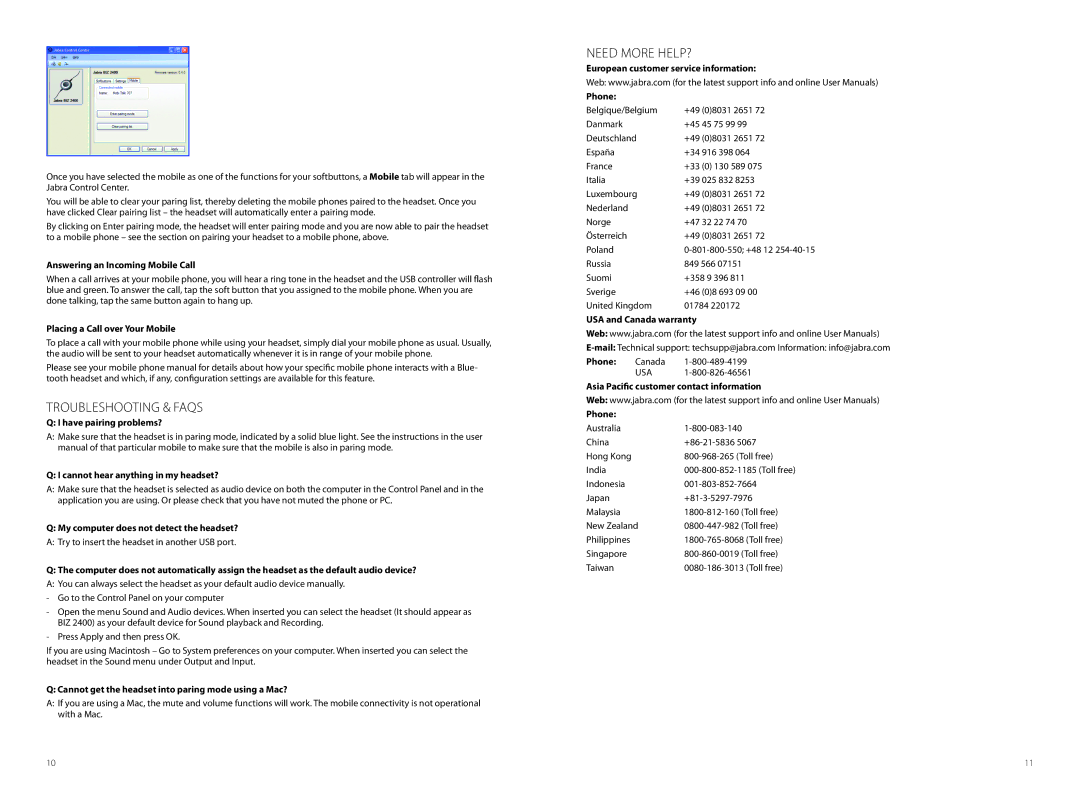 Jabra BIZ 2400 USB user manual Troubleshooting & FAQs, Need more help? 