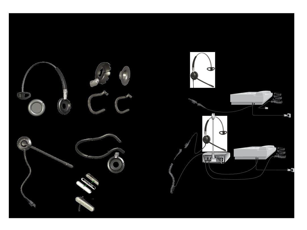 Jabra BIZ 2400 Headband Assembly, Ear hook Assembly, Ear hook ring, Ear gel, Ear cushion, Ear hooks, Headset, connector 