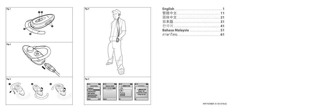 Jabra BT 350 user manual English 繁體中文 简体中文 日本語 한국어 Bahasa Malaysia ภาษาไทย 