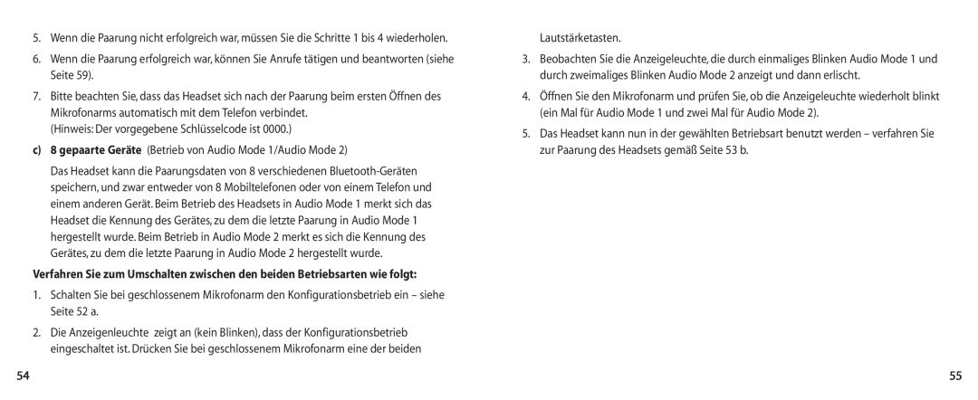 Jabra BT100 user manual Hinweis Der vorgegebene Schlüsselcode ist 