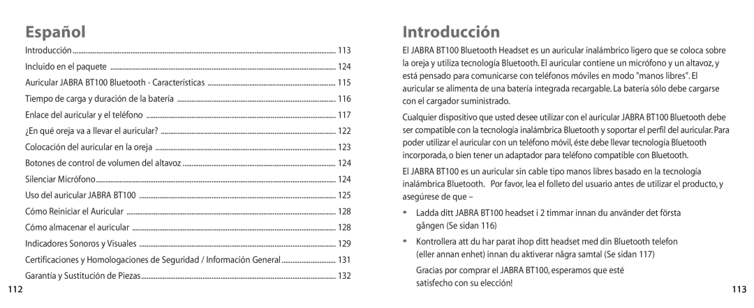 Jabra BT100 user manual Español, Introducción 