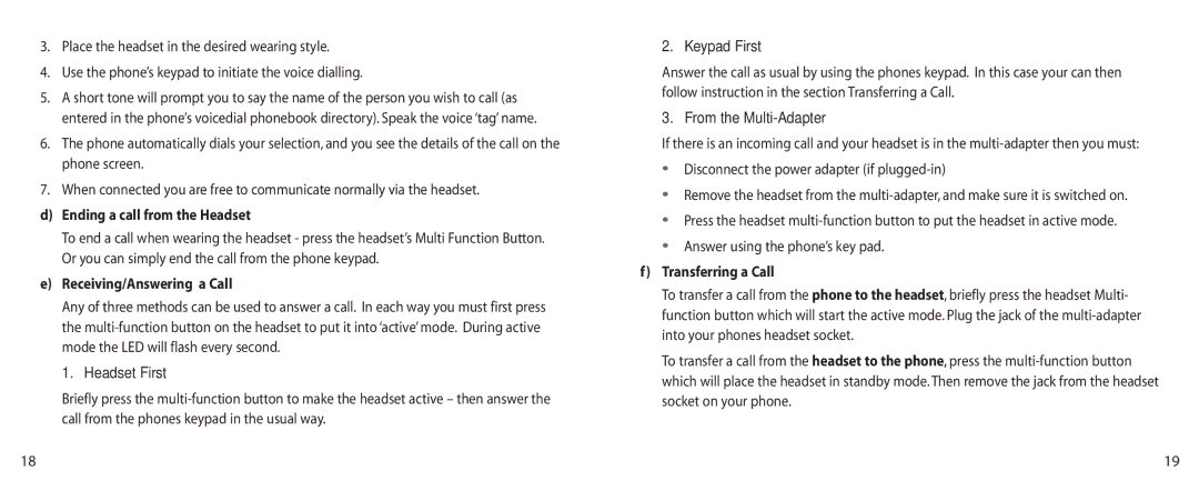 Jabra BT200 user manual Headset First, Keypad First, From the Multi-Adapter 