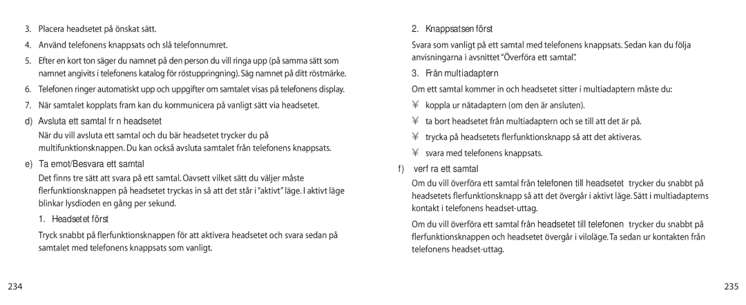 Jabra BT200 user manual Headsetet först, Knappsatsen först, Från multiadaptern 