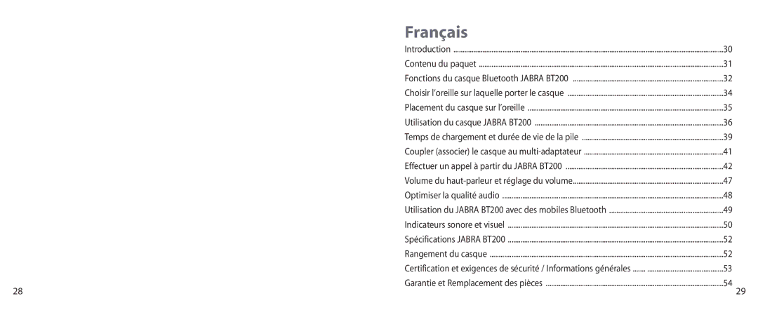 Jabra BT200 user manual Français 