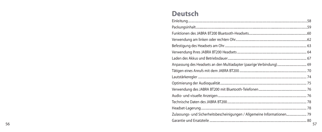 Jabra BT200 user manual Deutsch 