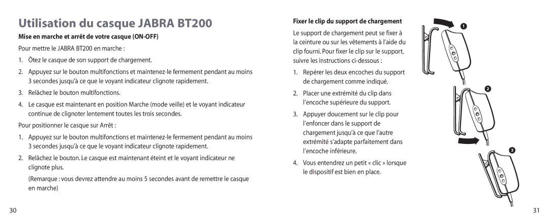 Jabra user manual Utilisation du casque Jabra BT200, Mise en marche et arrêt de votre casque ON-OFF 