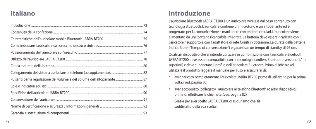 Jabra BT200 user manual Italiano, Introduzione 