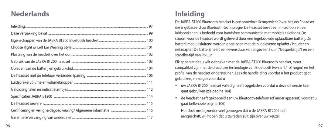 Jabra BT200 user manual Nederlands, Inleiding 