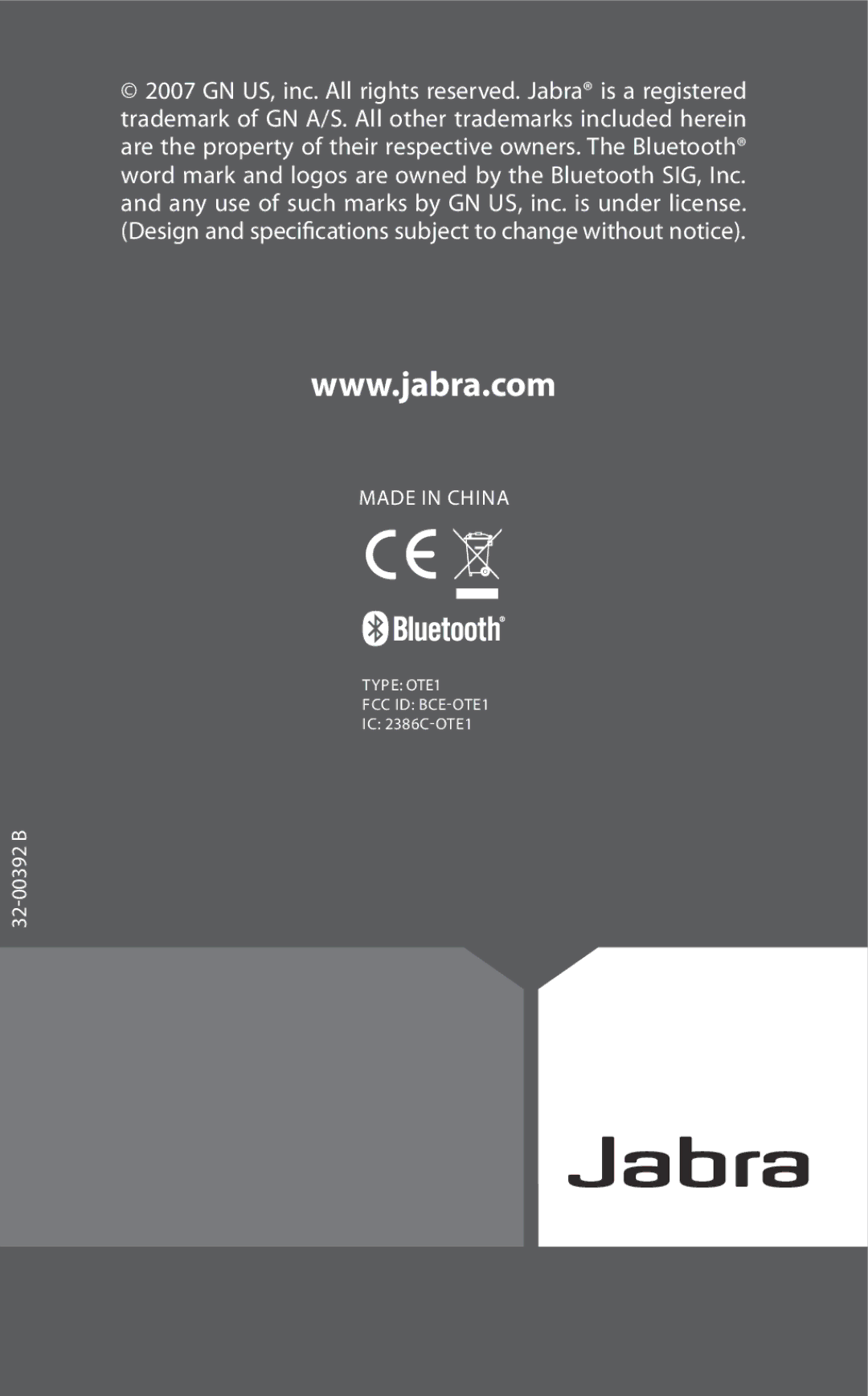 Jabra BT2010 user manual 32-00392 B 