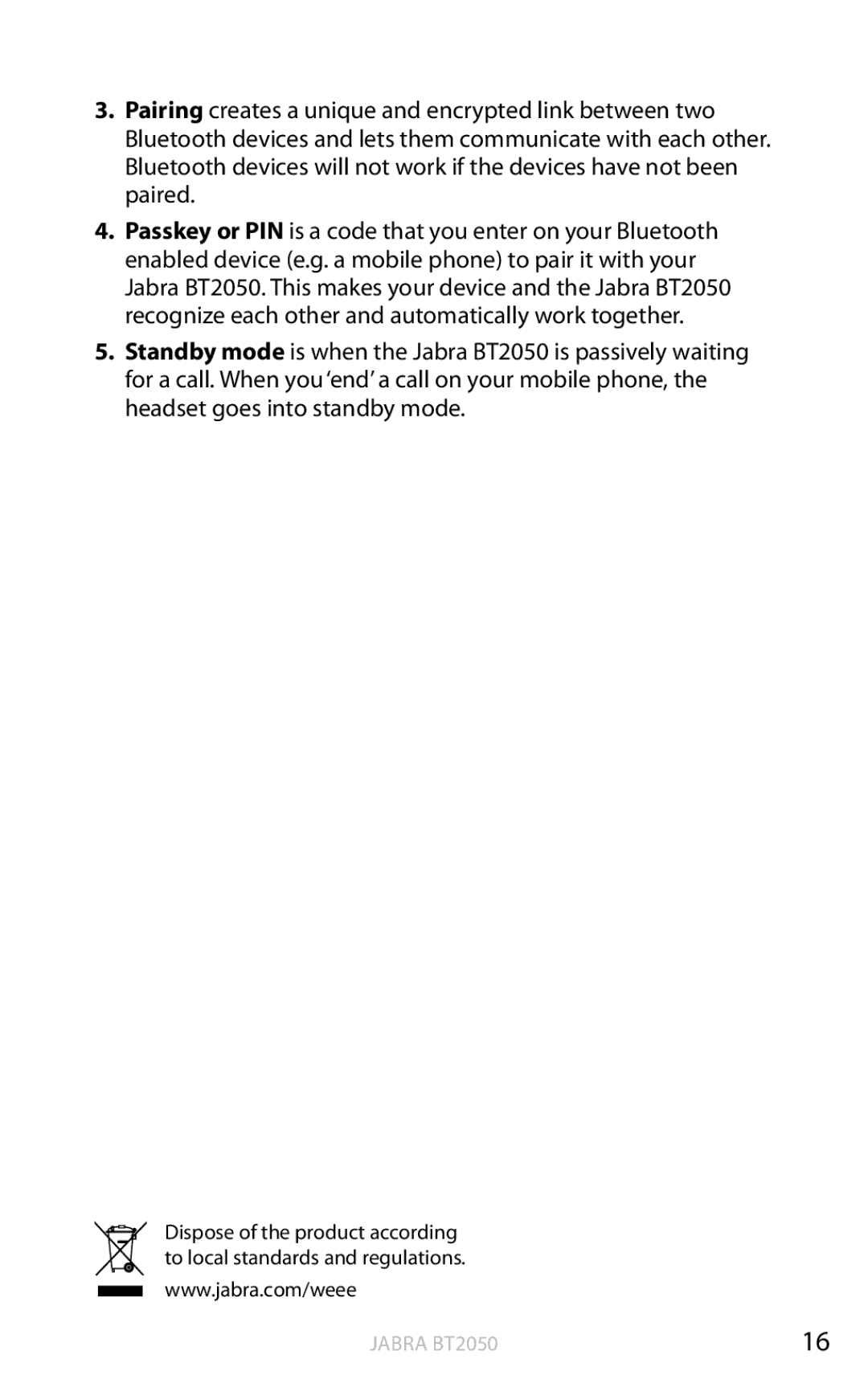 Jabra BT2050 user manual English 