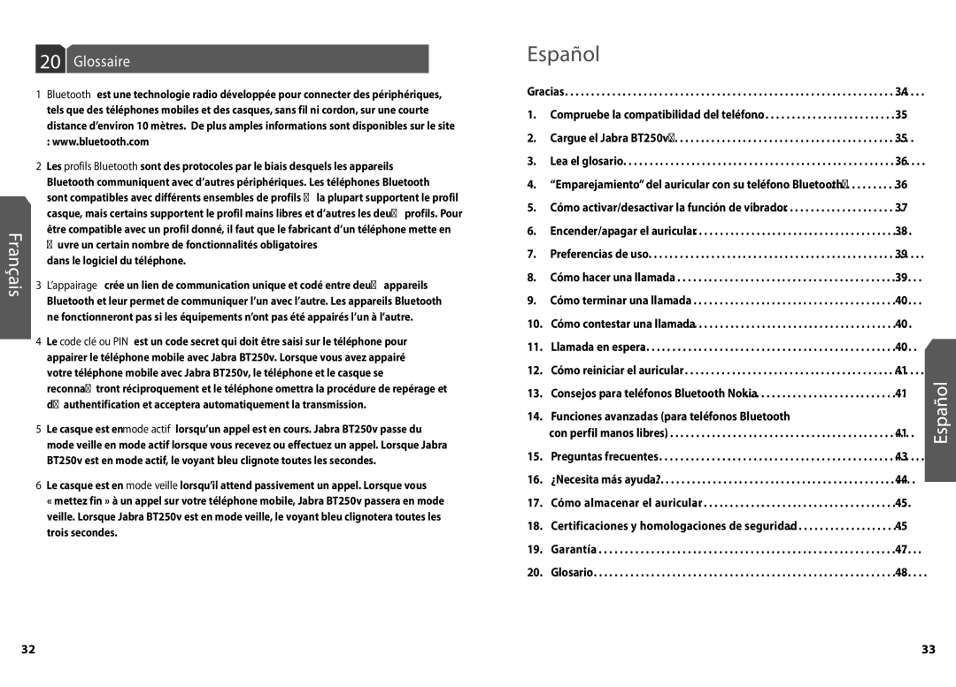 Jabra BT250v user manual Glossaire, Dans le logiciel du téléphone 