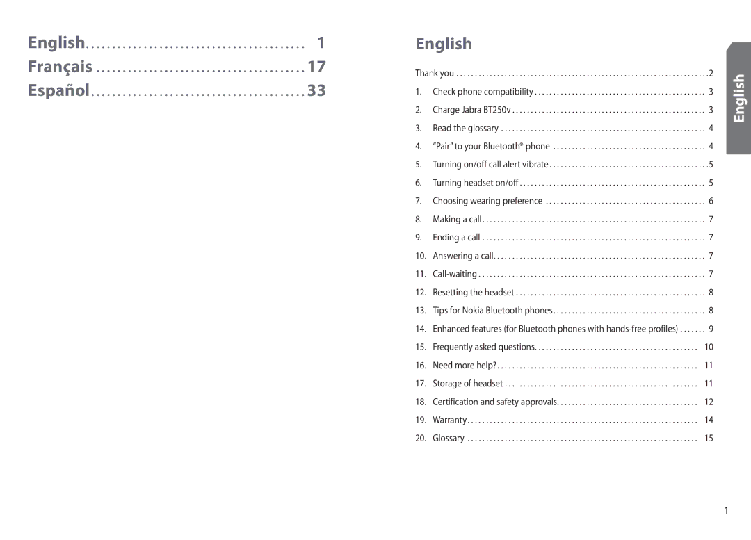 Jabra BT250v user manual English 