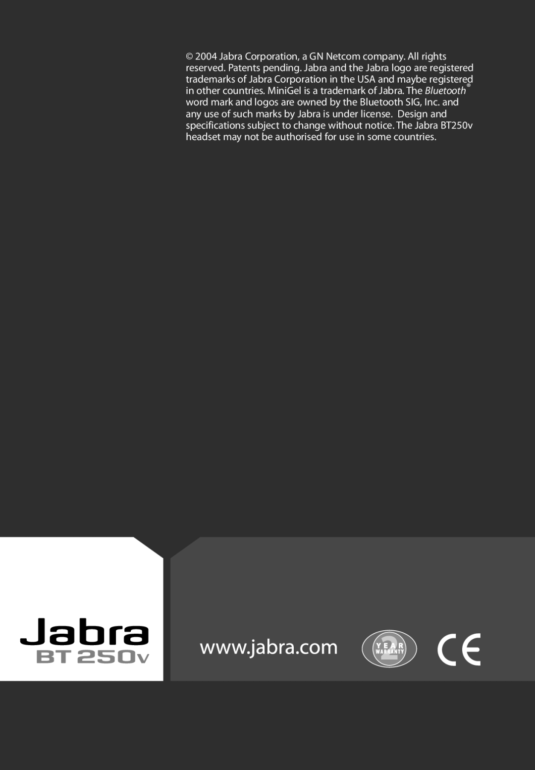 Jabra BT250v user manual 