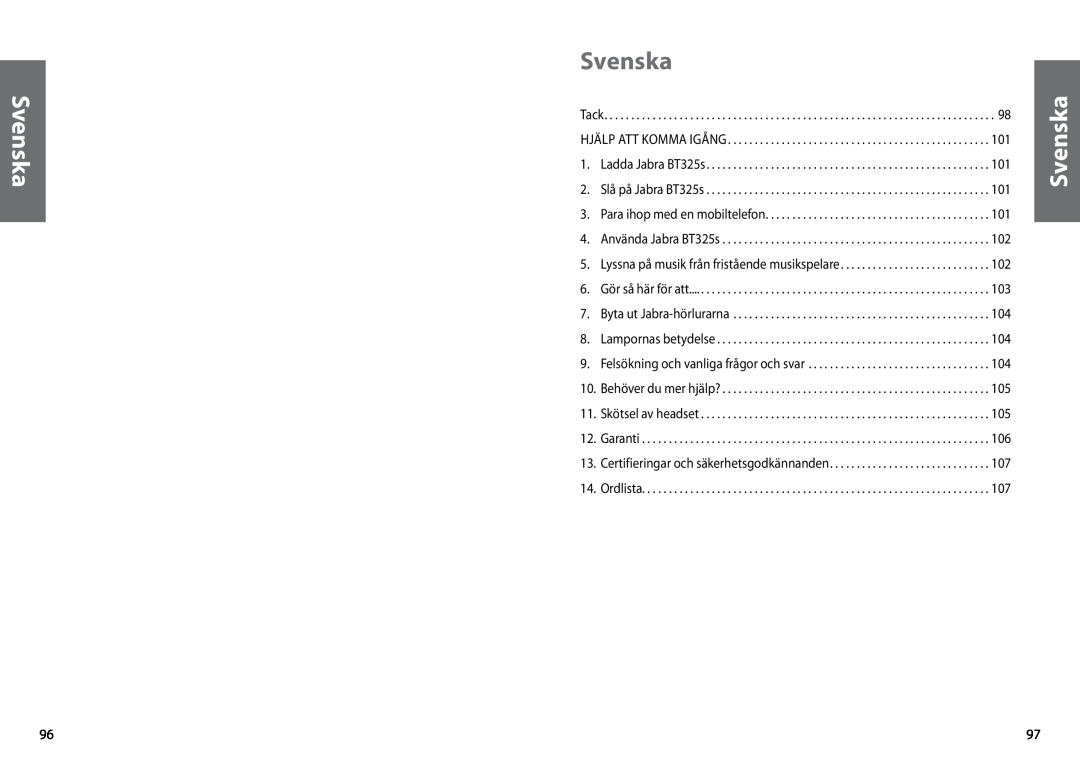 Jabra BT325s user manual Svenska 