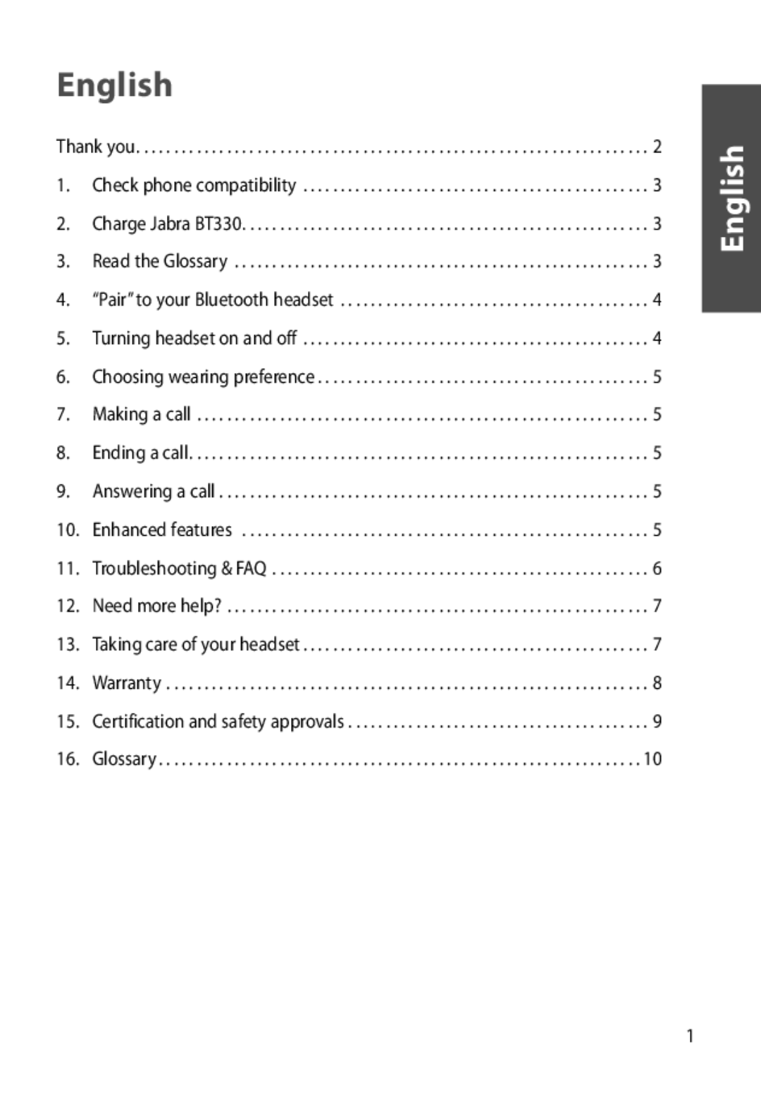 Jabra BT330 user manual English 