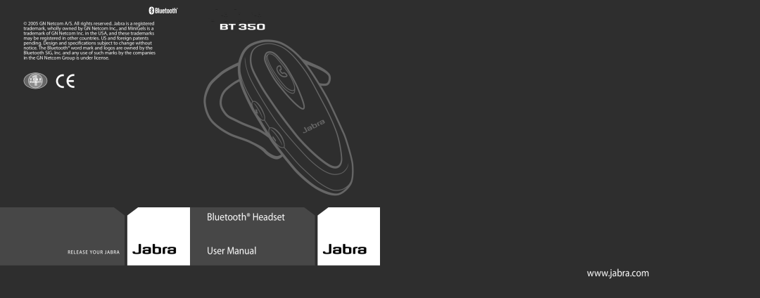 Jabra BT350 user manual Bluetooth Headset 