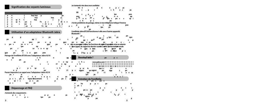 Jabra BT350 user manual Signification des voyants lumineux, Utilisation d’un adaptateur Bluetooth Jabra, Dépannage et FAQ 