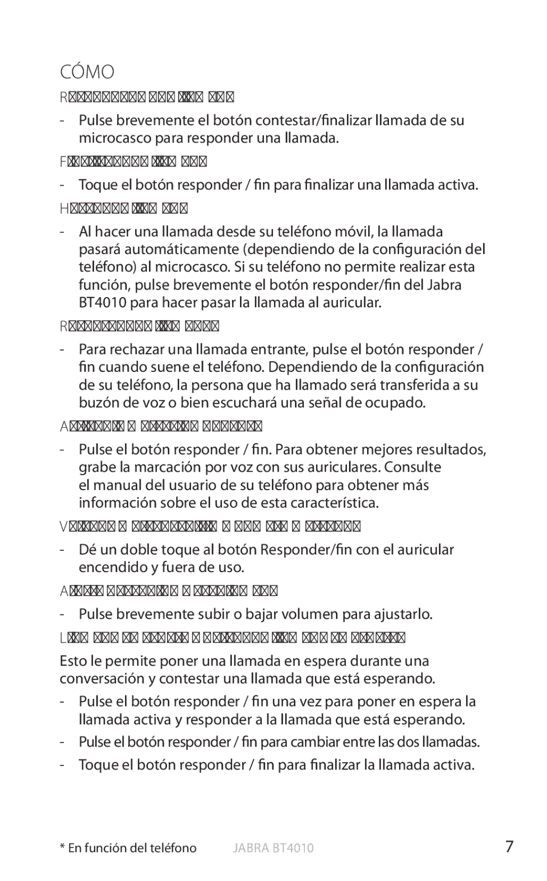 Jabra BT4010 user manual Cómo 