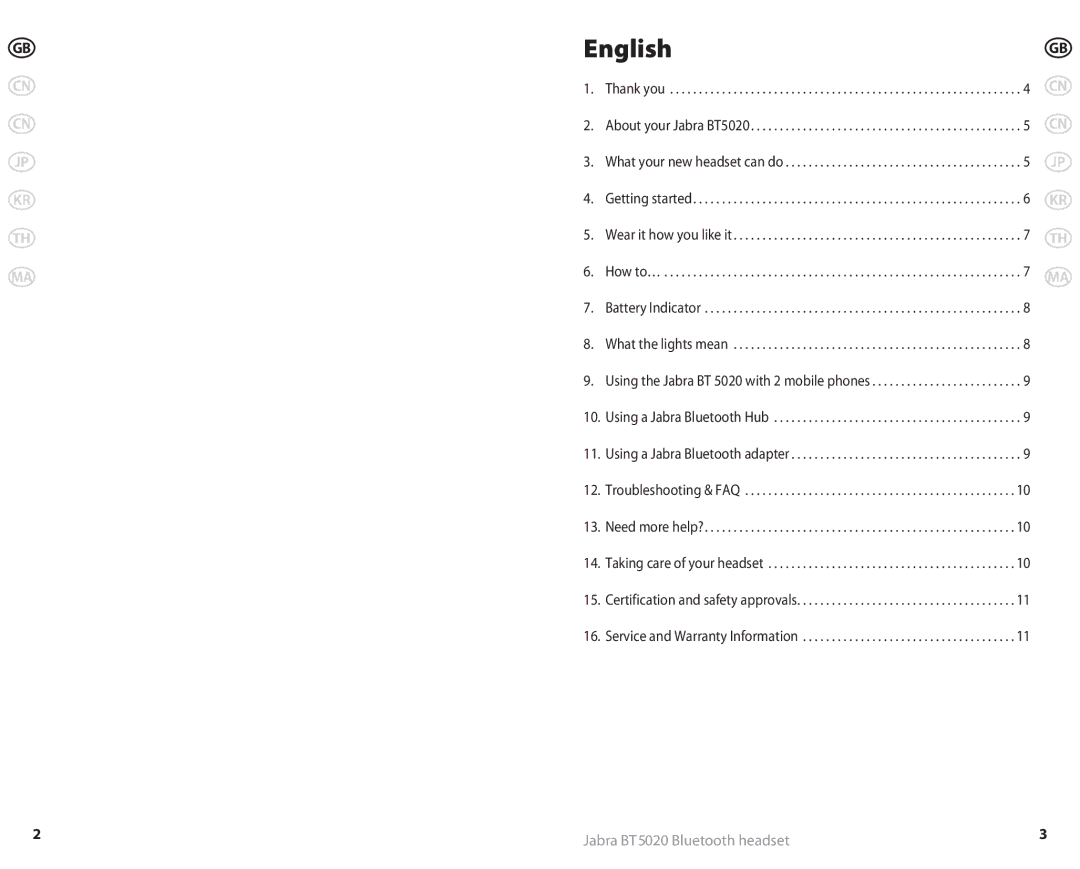 Jabra BT5020 user manual Thank you, Getting started, How to… Battery Indicator What the lights mean, Need more help? 