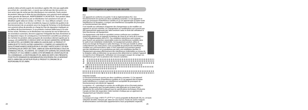 Jabra BT620s user manual Homologation et agréments de sécurité, Industrie Canada 