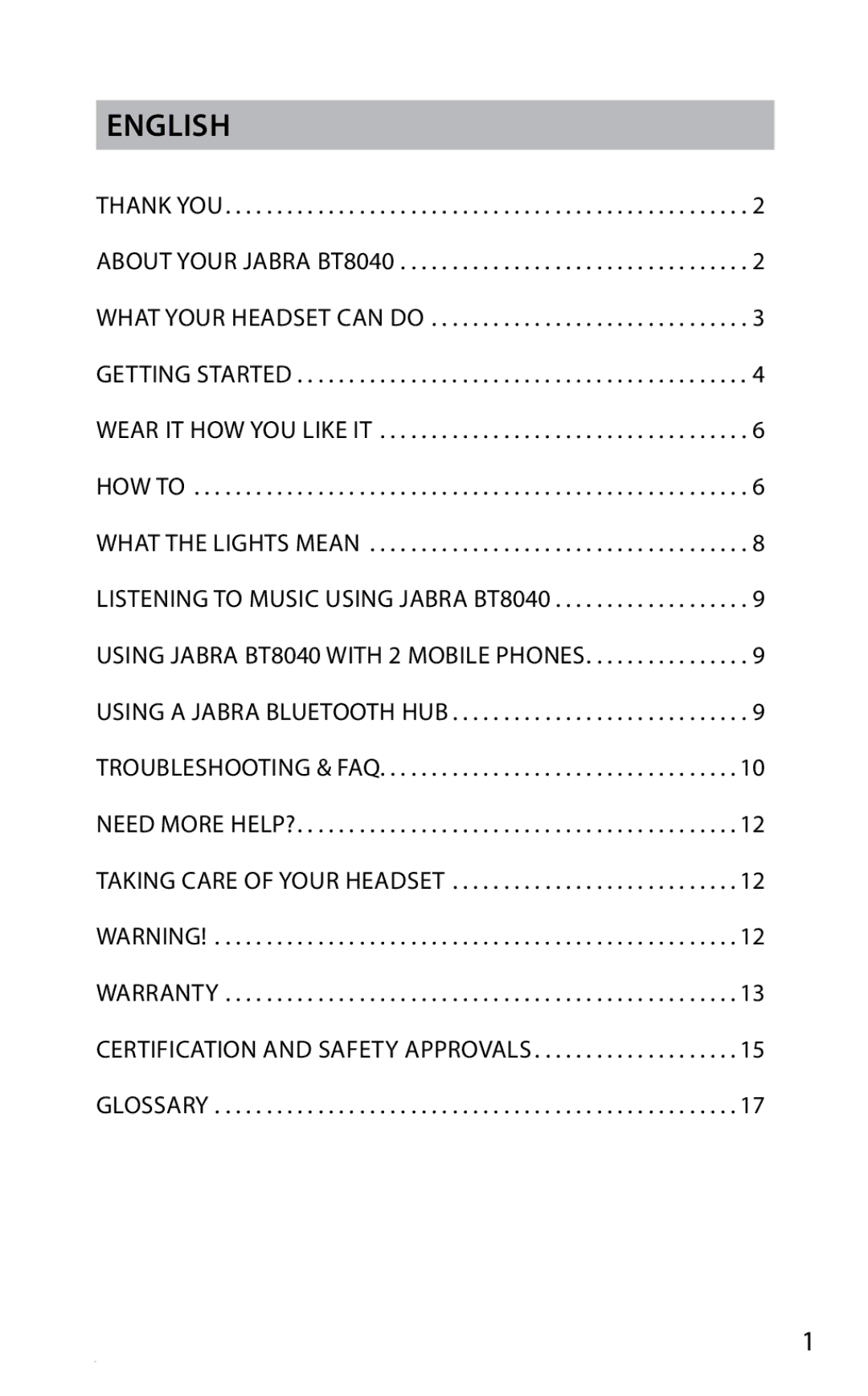 Jabra BT8040 user manual English 