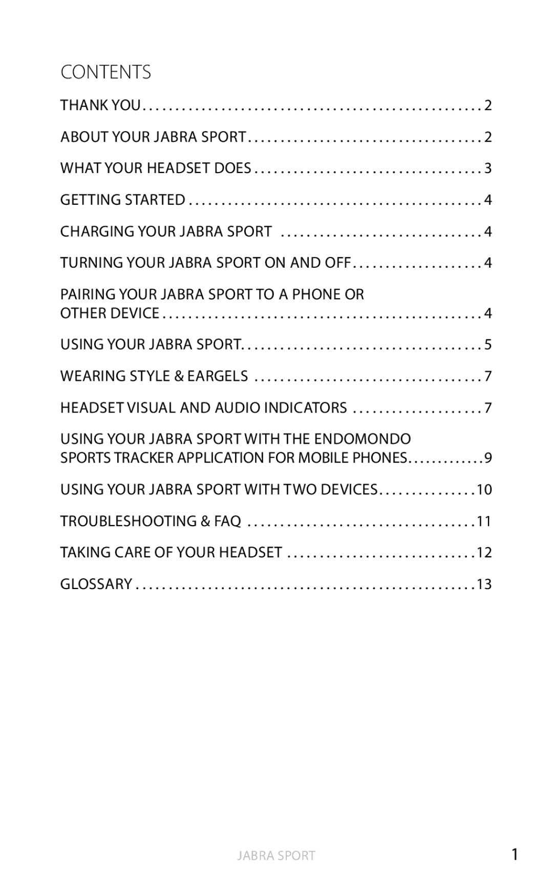 Jabra BTE4 user manual Contents 