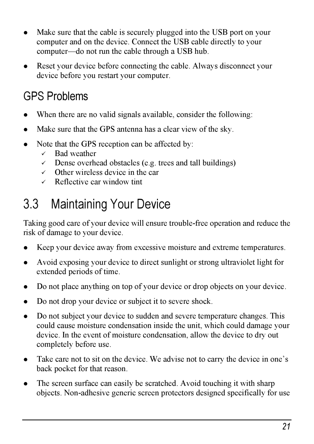 Jabra C220 manual 3.3Maintaining Your Device, GPS Problems 