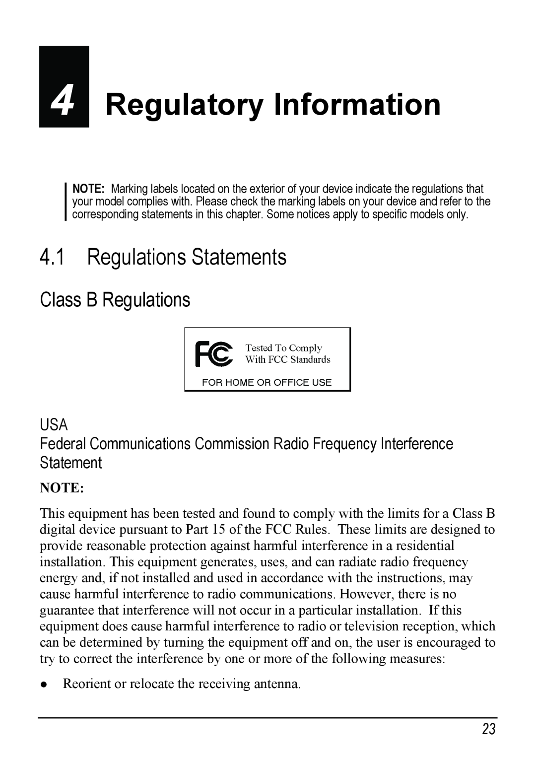 Jabra C220 manual Regulatory Information, Regulations Statements, Class B Regulations 