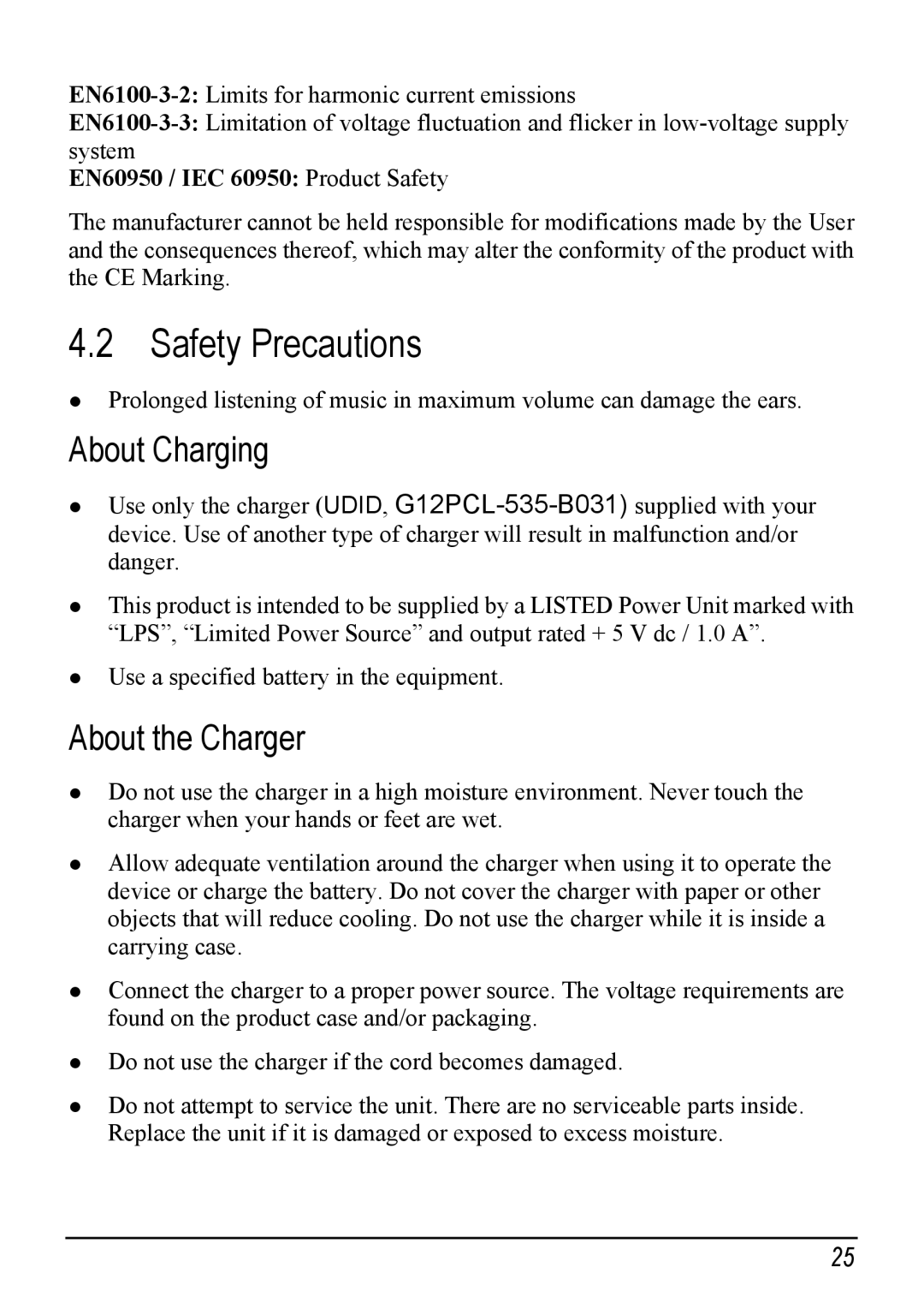 Jabra C220 manual Safety Precautions, About Charging, About the Charger, EN60950 / IEC 60950 Product Safety 