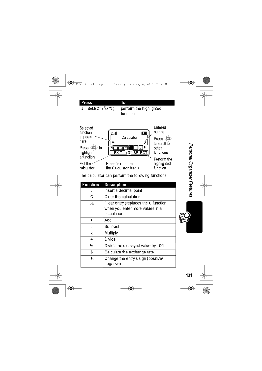 Jabra C350 manual Function Description, 131 