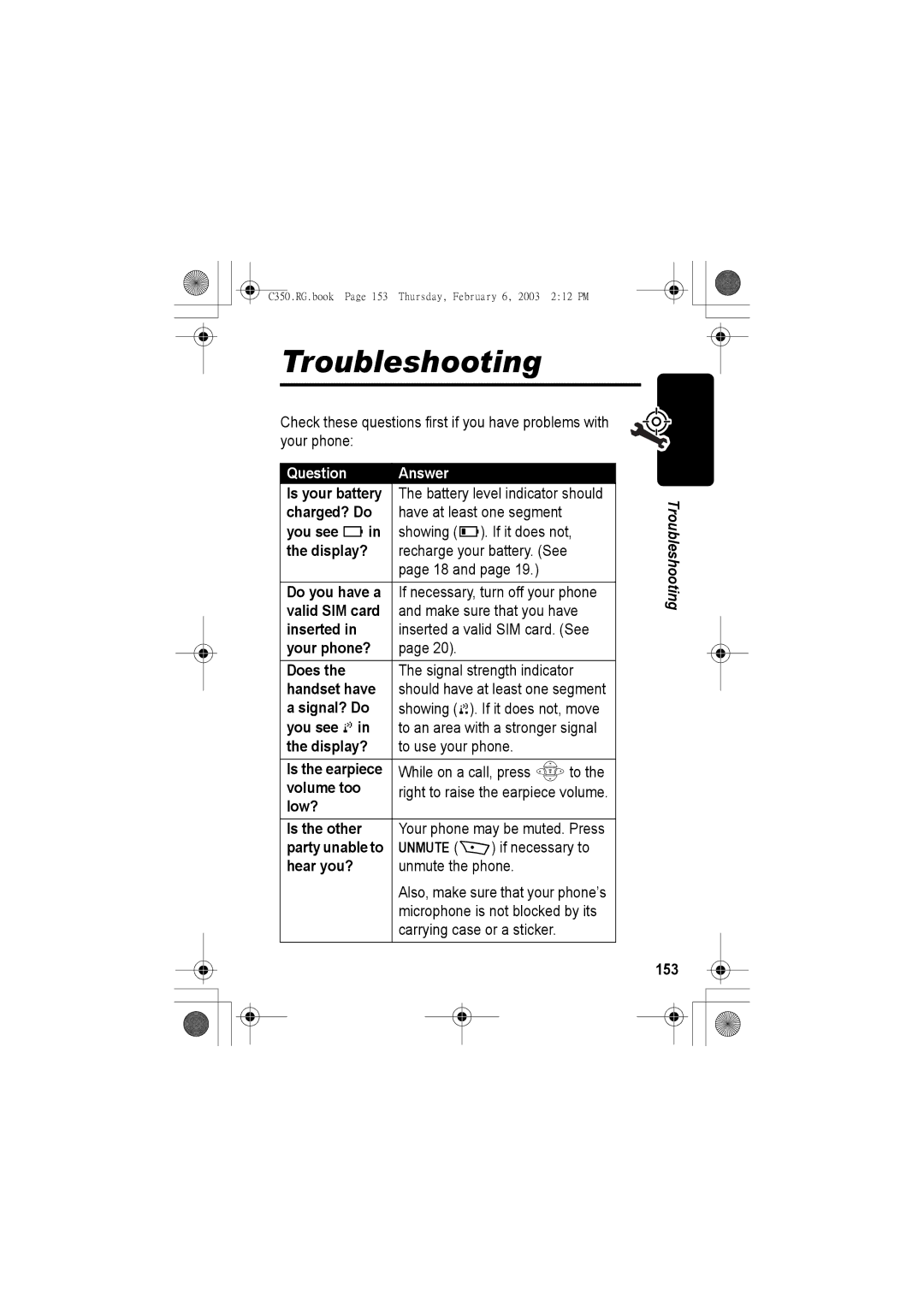 Jabra C350 manual Troubleshooting, Question Answer 