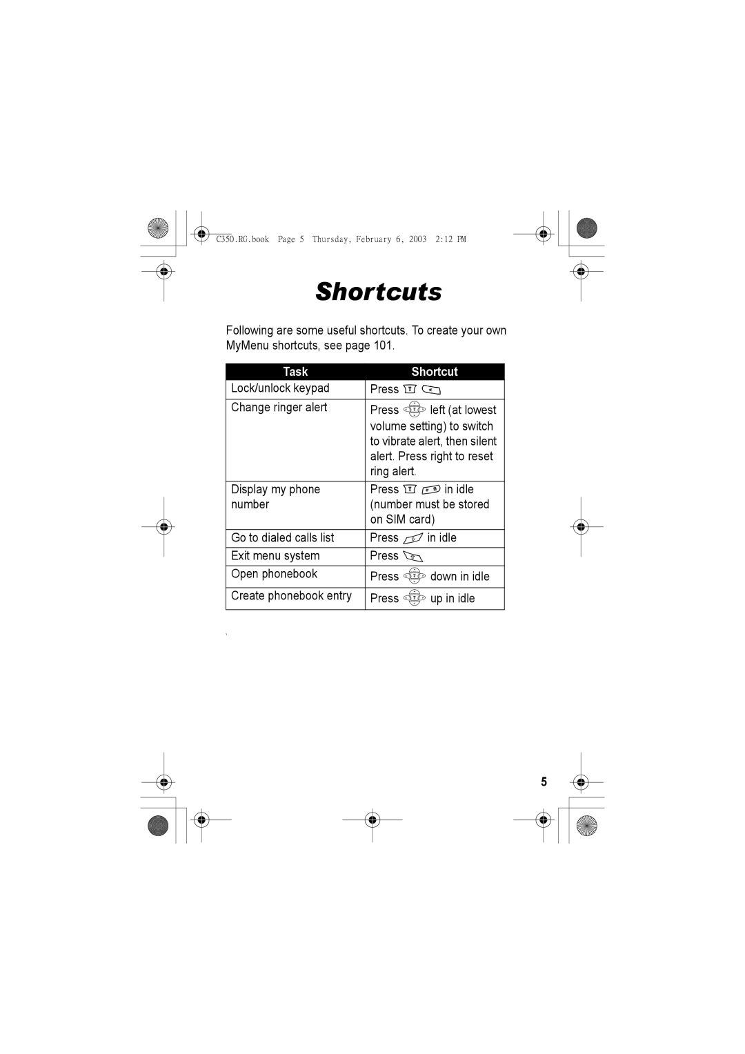 Jabra C350 manual Shortcuts, Task Shortcut, Ring alert 