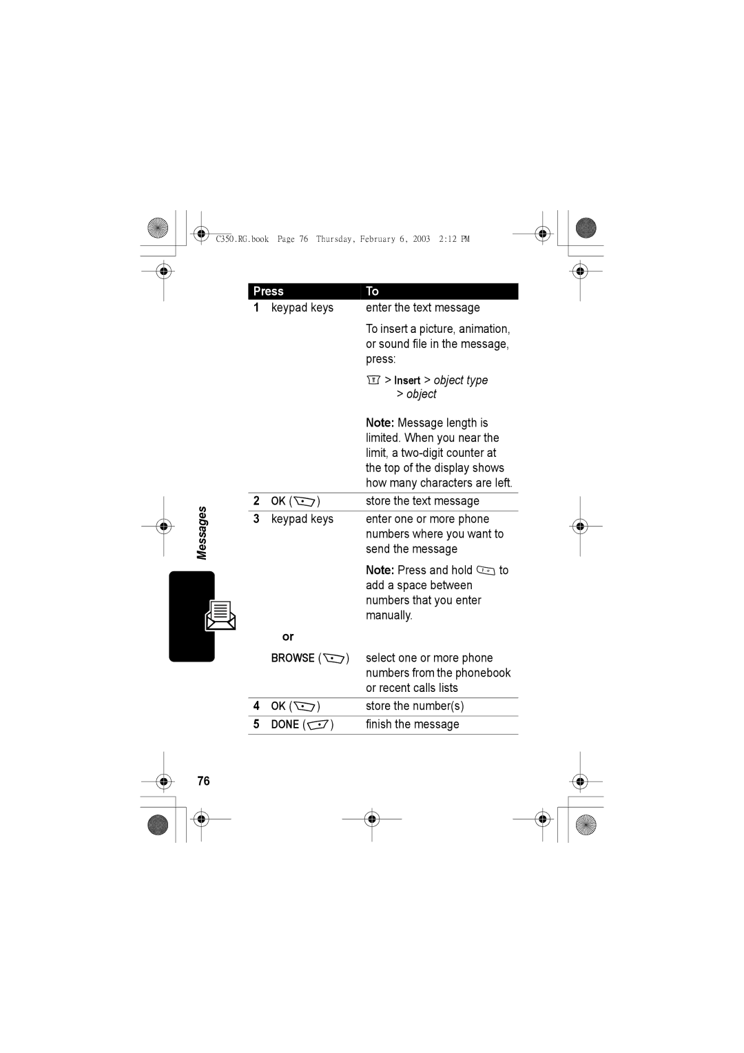 Jabra C350 manual Keypad keys Enter the text message, Select one or more phone, Or recent calls lists, Store the numbers 