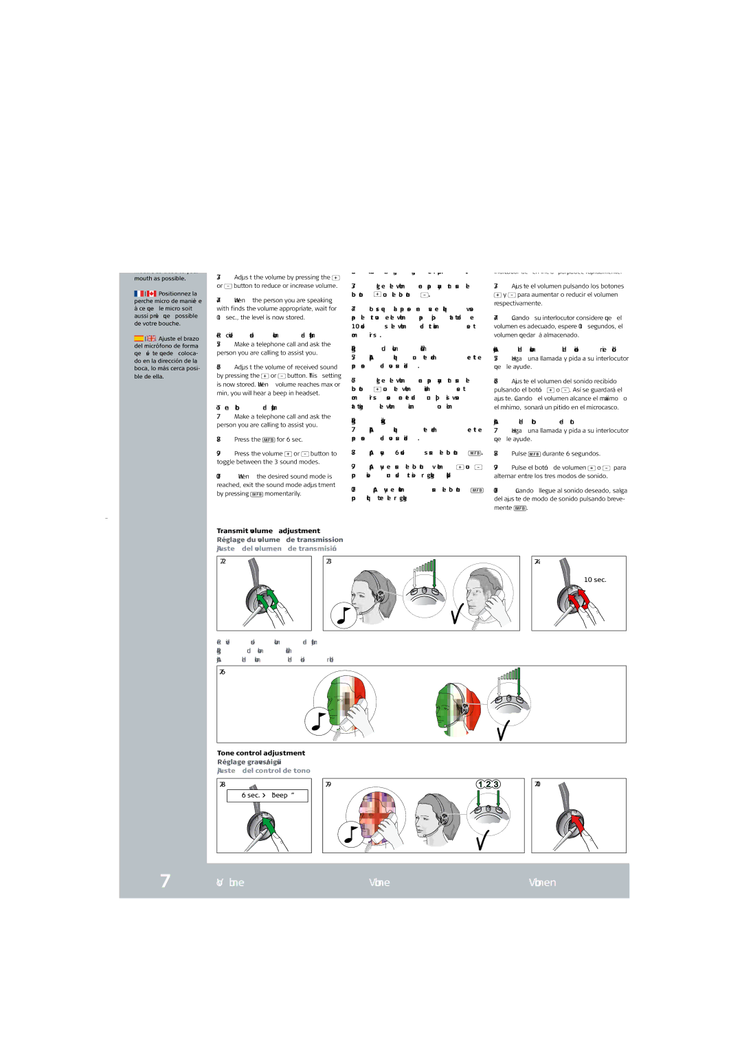 Jabra GN9120 setup guide Volume Volumen, Ajuste del volumen de transmisión 